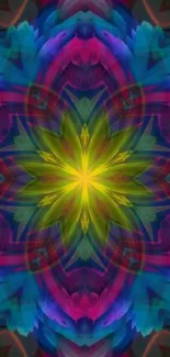 Vibrant kaleidoscope pattern wallpaper for mobile phones.