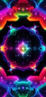 Vibrant kaleidoscope wallpaper with cosmic colors.