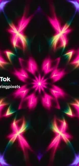 Vibrant neon kaleidoscope mobile wallpaper.