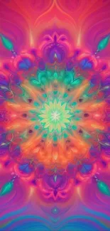 Vibrant kaleidoscope pattern wallpaper with a colorful abstract design.