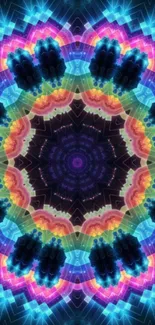 Vibrant kaleidoscope pattern with colorful abstract design.