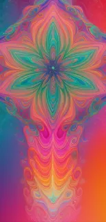 Vibrant kaleidoscope pattern in bright colors.