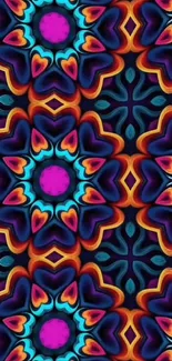 Vibrant kaleidoscope pattern mobile wallpaper