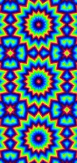Vibrant kaleidoscope pattern with geometric shapes