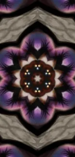 Colorful kaleidoscope pattern mobile wallpaper with vibrant purples.