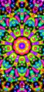 Vibrant kaleidoscope mandala wallpaper with colorful patterns.