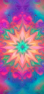 Kaleidoscope-inspired colorful mobile wallpaper.