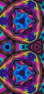 Vibrant kaleidoscope pattern phone wallpaper.