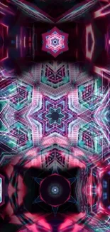 Vibrant kaleidoscope pattern with neon colors.