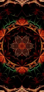 Intricate kaleidoscope wallpaper with rich colors and detailed patterns.