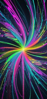 Vibrant kaleidoscope with neon swirls