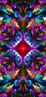 Vibrant kaleidoscope pattern wallpaper with colorful abstract design.