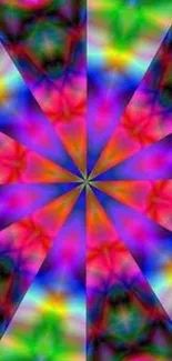 Multicolored kaleidoscope pattern wallpaper.