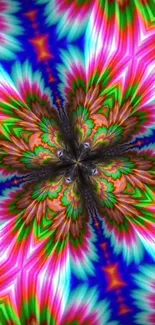 Vibrant abstract kaleidoscope wallpaper with colorful patterns.