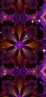 Intricate purple kaleidoscope design wallpaper.