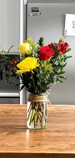 Beautiful bouquet in a kitchen setting.