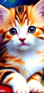 Vibrant and colorful kitten art wallpaper for mobile.