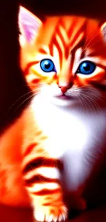 Orange and white kitten with blue eyes, vibrant design.