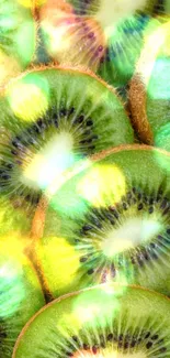 Close-up of vibrant kiwi slices with lush green colors and detailed textures.