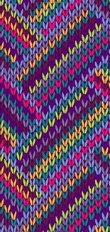 Colorful zigzag knitted pattern wallpaper.