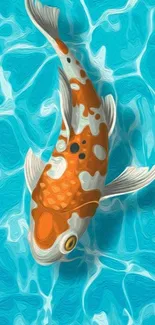 Koi fish swimming in turquoise water wallpaper.