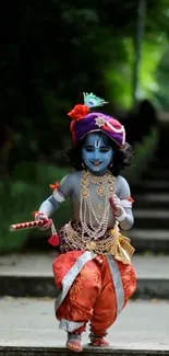 Vibrant child Krishna in traditional attire.