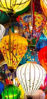 Colorful festival lanterns in vibrant display.