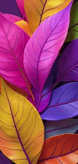 Colorful artistic leaves in vibrant hues.