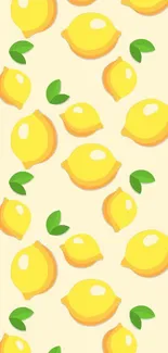 Lemon pattern mobile wallpaper with yellow and green highlights.