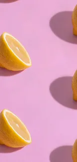 Repeating lemon pattern on a purple background for mobile wallpaper.