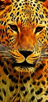 Vibrant neon style leopard wallpaper design.