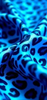 Blue leopard print textile design with bold patterns.