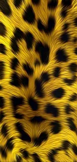 Yellow and black leopard print mobile wallpaper with a dynamic texture.