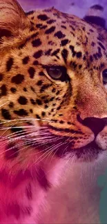 Vibrant leopard wallpaper with colorful hues for phones.