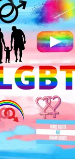 Vibrant LGBT symbols and proud colors wallpaper.