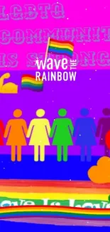 Vibrant LGBTQ wallpaper with rainbow colors and strong community message.