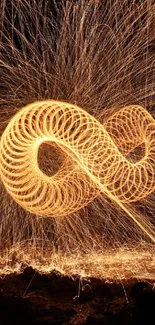 Fiery infinity loop light art creating a vibrant and dynamic pattern.