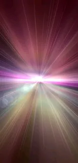 Vibrant wallpaper with colorful light rays converging at a bright center.