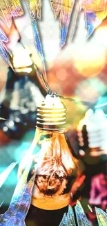 Vibrant abstract lightbulb art in radiant colors for a lively phone wallpaper.