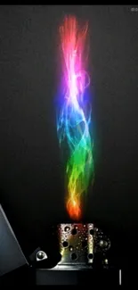Colorful flame art from a lighter with a black background.