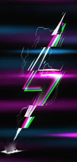 Neon lightning bolt with vibrant colors on a dark background wallpaper.