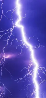 Bright lightning bolt on a vibrant purple sky background.