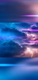 Vibrant mobile wallpaper with lightning and colorful clouds.