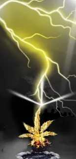 Mobile wallpaper featuring vivid yellow lightning above dark background.