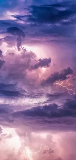 Vibrant lightning storm in a purple sky wallpaper.