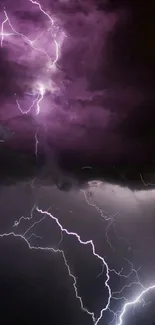 Purple lightning storm with electrifying skies.