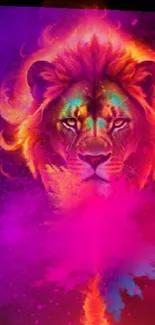 Vibrant abstract lion art with colorful mane in high resolution.