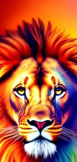 Colorful abstract lion wallpaper in vibrant hues.