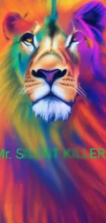 Vibrant, colorful lion art wallpaper for mobile phones.