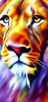 Vibrant and colorful art lion mobile wallpaper.